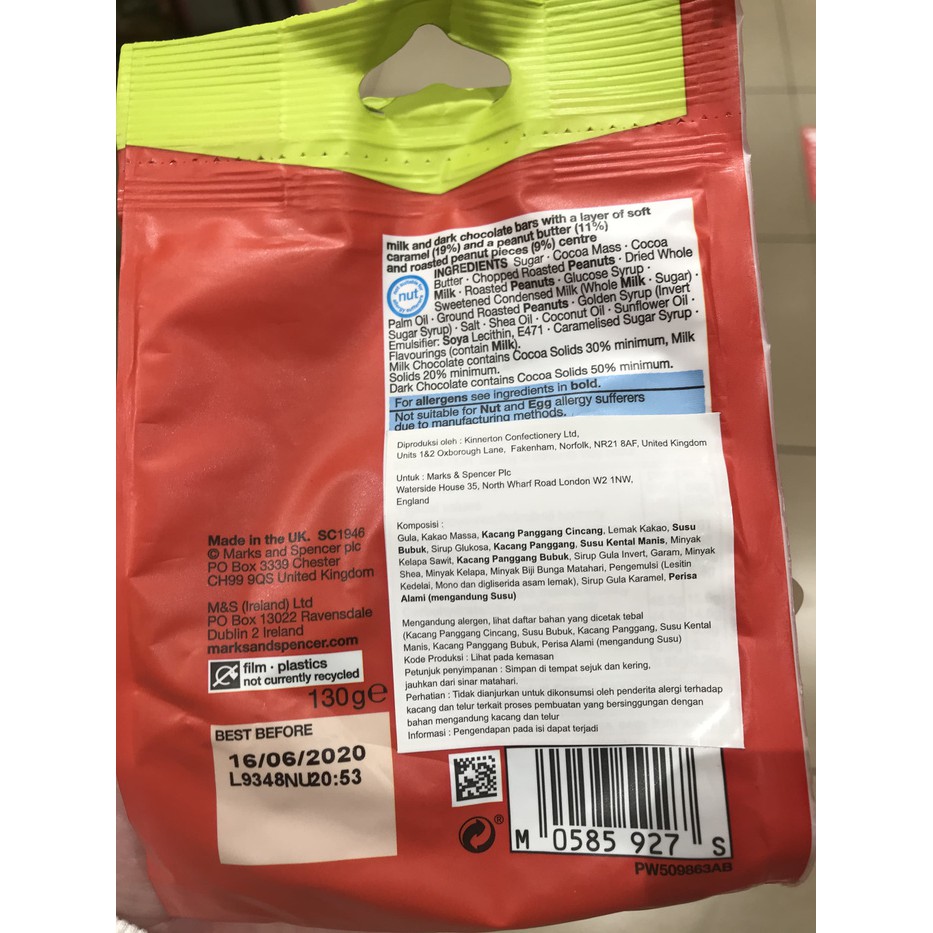 

M&S Mark Spencer Chocolate Coated Peanut Butter & Caramel Chunkies 130