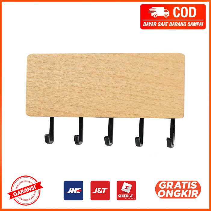 Gantungan Dinding Wall Hook Hanger Wooden 5 Hook GL31