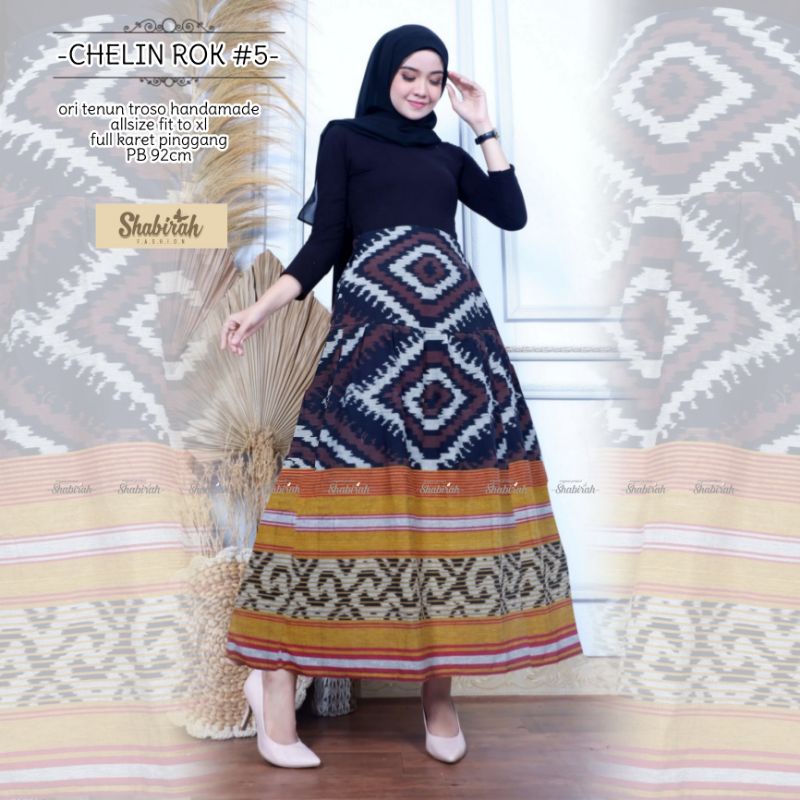 GARANSI TERMURAH COD - ROK TENUN MIDI / BAWAHAN WANITA / ROK BATIK / SKIRT / ORI BLANKET TROSO-Chelin 5