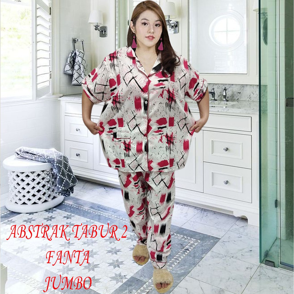 ISANNY PIYAMA SET SIZE.XXL/PIYAMA CP JUMBO KARAKTER/PIYAMA MURAH/PAKAIAN WANITA/REAL PICT-ABSTRAK TABUR2 FANTA