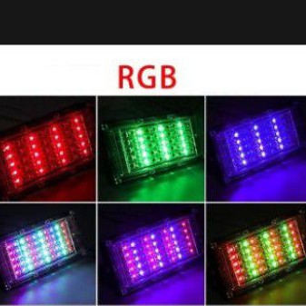 Lampu Sorot RGB Warna Warni 50 watt 50W Slim Remote Outdoor Floodlight Lampu Tembak 50watt RGB