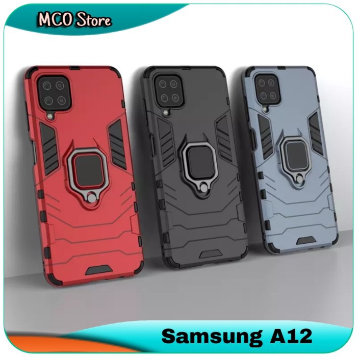 Casing Samsung Galaxy A12 A 12 Armor Iron Ring Hard Case Cover