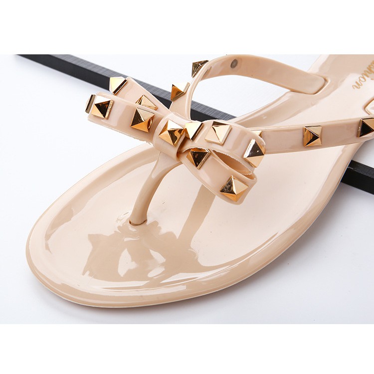 SANDAL WANITA MODEL V*LENTINO ROCKSTUD JEPIT FLIP FLOP JELLY S3070 FLAT