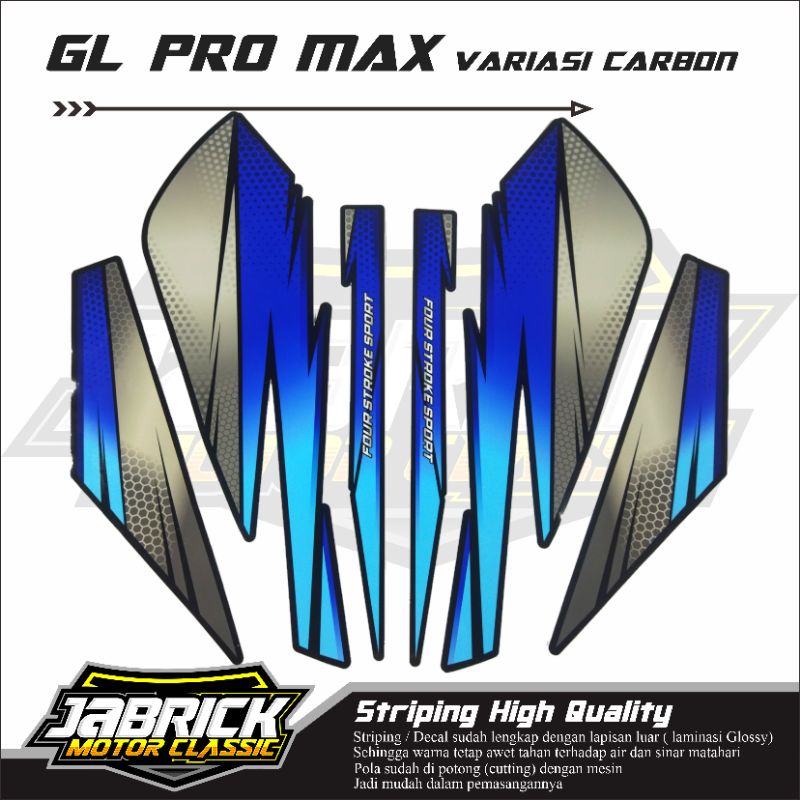 Striping Stiker Lis Variasi Honda GL PRO MAX kotak Carbon Bee Biru