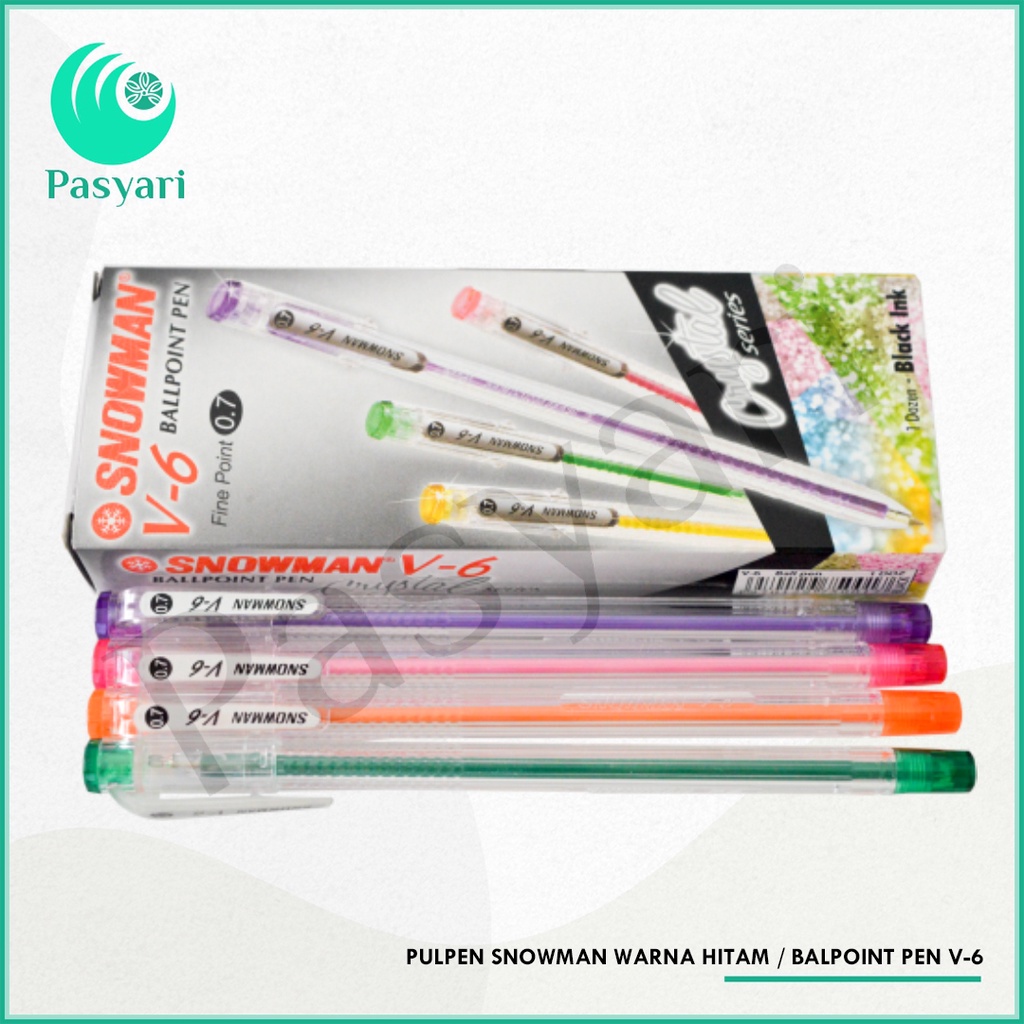 

Pulpen Snowman warna Hitam / Balpoint Pen V-2R / v-6 / V-1R / V-4 / V8