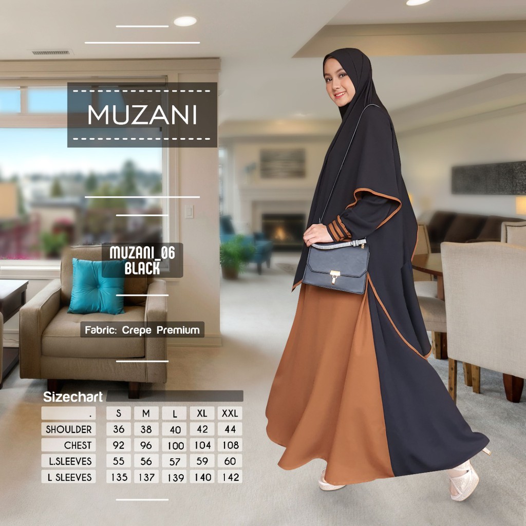 Gamis Muzani MZ 06 Black TERMURAH