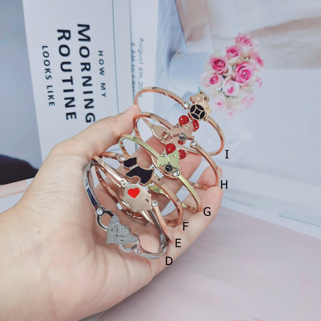 Gelang Titanium Korea Kdrama Premium Bangle Snake Head Rose Gold - BB539