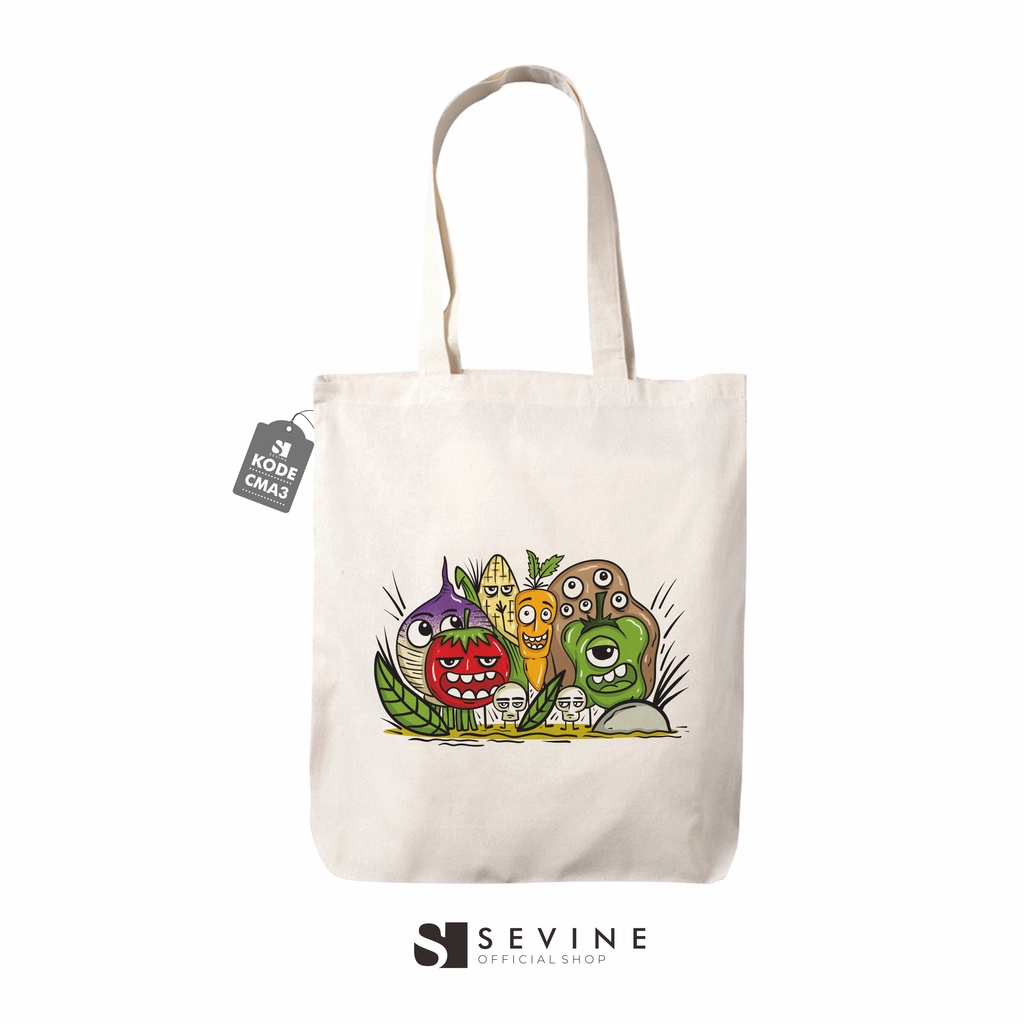 Sevine Tote Bag Resleting Drill Totebag Tas Laptop Wanita Colorfull Monster Cute Custom - CMA