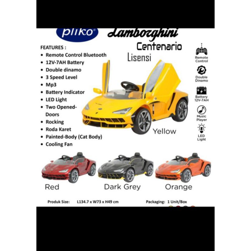 Mobil Aki Anak Pliko Lamborghini Centenario PK-3898 PN