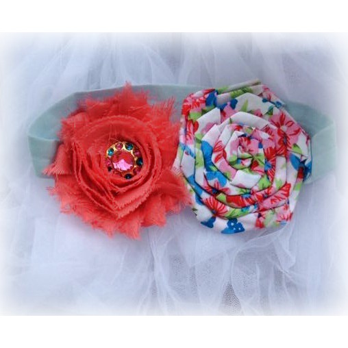 HEADBAND FLOWER DIAMON 2 TONE BANDANA ANAK