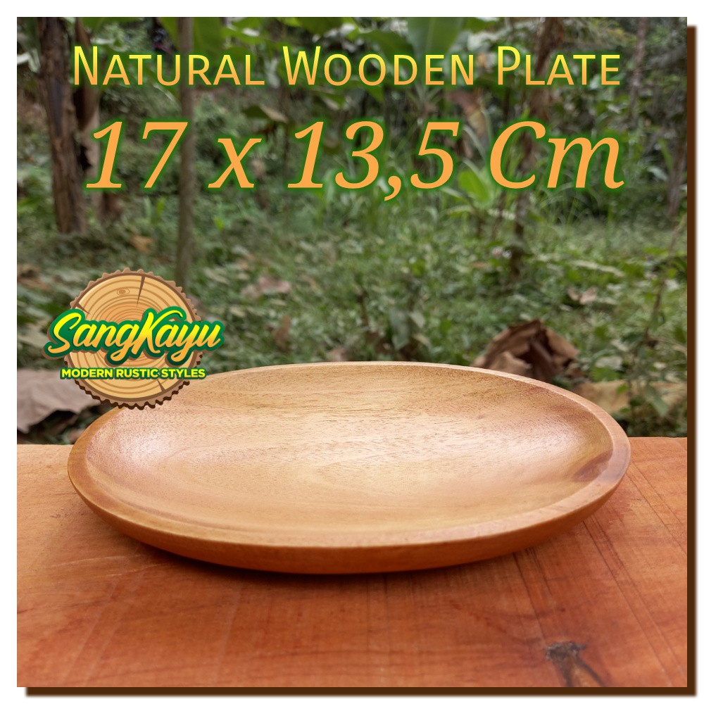 Wooden Plate 17 x13,5 Cm Piring kayu cekung oval piring saji nampan