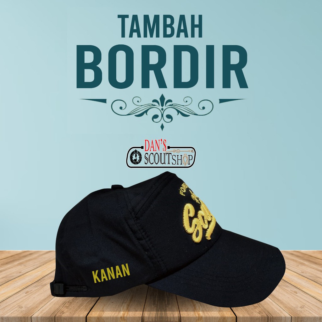 Tambah Bordir Topi Min 20 pcs Produk ini hanya untuk Tambah Bordir Untuk Topi Kiri Kanan atau Depan