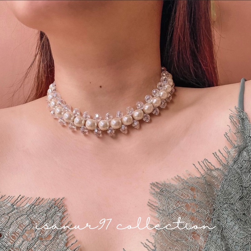 Aile Choker | Pearl Choker Crystal Kalung Mutiara Choker Mutiara