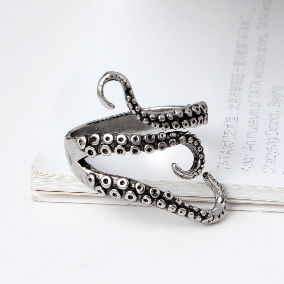 Unisex Fashion  Punk Style Octopus Ring / Popular Stainless Steel Finger Ring / Elegant Sliver Colour Sea Animal  Party Rings