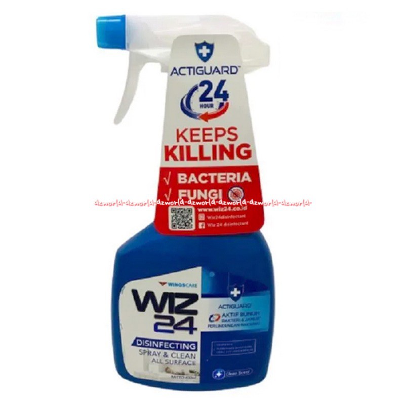 Wiz 24 Disinfecting 450ml Spray &amp; Clean All Surface Pembersih Desinfektan Wiz24 Semprot Desinfektan