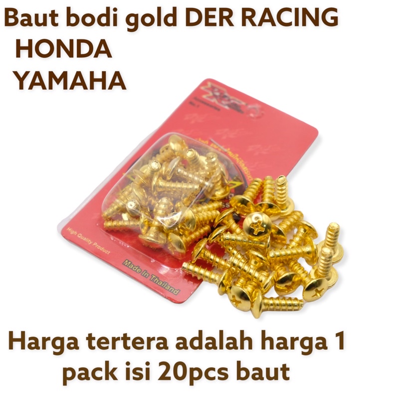 baut body motor bintang gold thailand DER THAILAND harga 1 pack isi 20 pcs baut skrup bodi body  FOURSIX_46