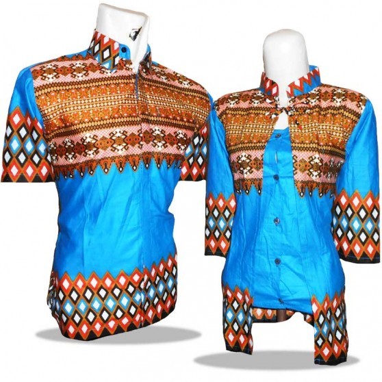 Batik Anjani Terompet Biru Murah Berkualitas Couple B-0103