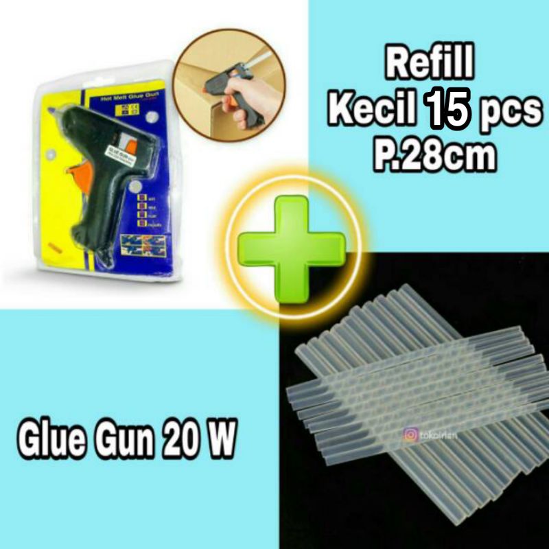 

(PAKET LEM KECIL) ALAT LEM TEMBAK + REFILL GLUE KECIL/ GLUE GUN & REFILL