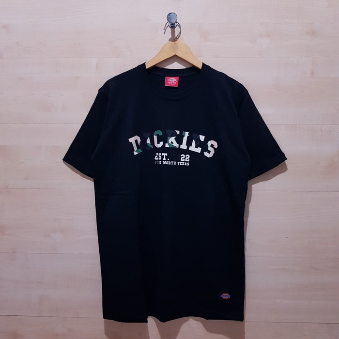 KAOS T SHIRT DICKIES EST 1922 COLLEGE CAMO BLACK - M