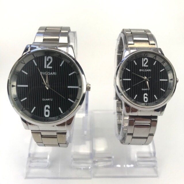 Jam Tangan Couple Rantai Pasangan Silver dan hitam(harga sudah sepasang)