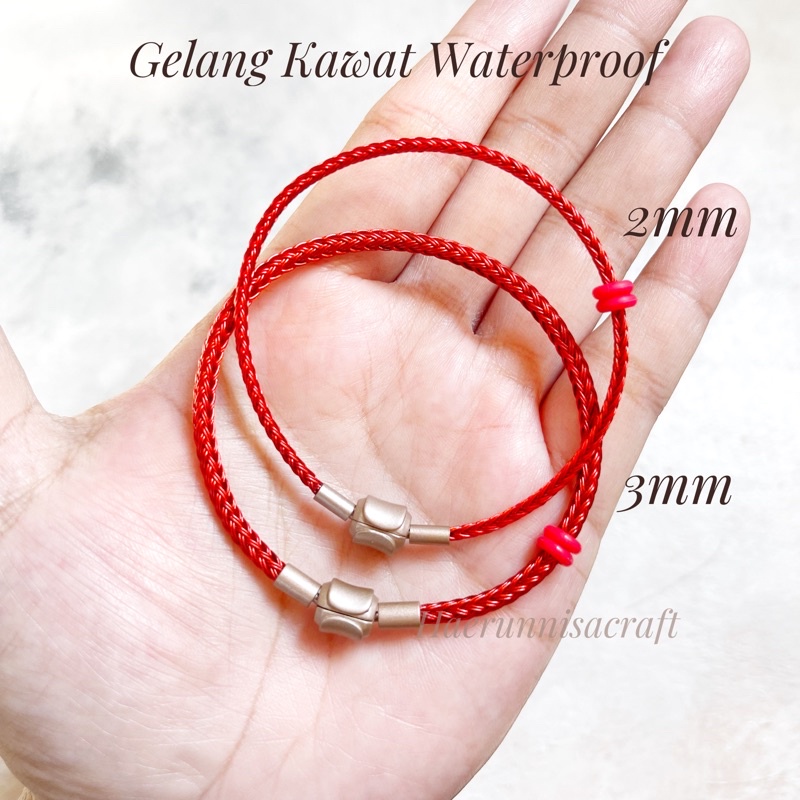 Gelang Kawat 2,5mm Waterproof Bracelet Anti Air Pengait Bakar Free 2 Karet Stopper