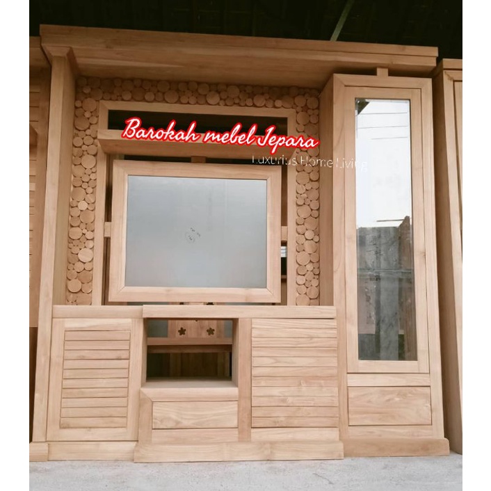 Bufet TV Jati Minimalis Partisi Penyekat ruangan