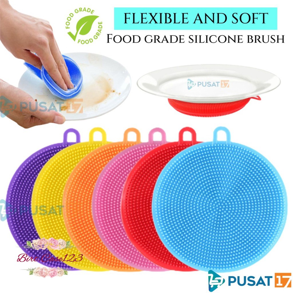 RT04 SPONS SPONGE SPON PENCUCI PIRING BULAT SILIKON SILICONE BRUSH SERBAGUNA FOOD GRADE BC5937