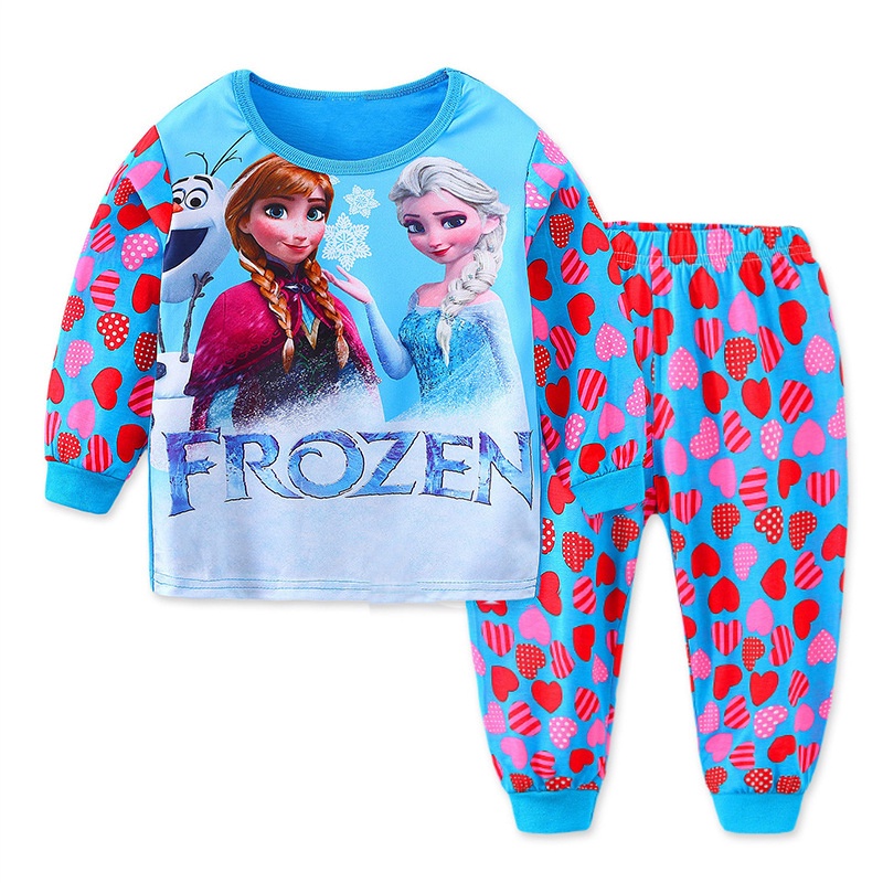 PAKAIAN ANAK PEREMPUAN FROZEN ELSA CELANA PANJANG + Kaos Lengan Panjang Frozen