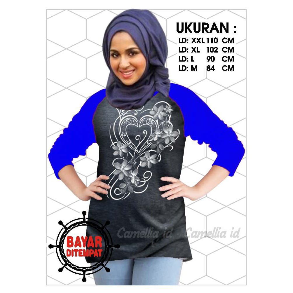 Kaos Raglan (B.LOVE)/Kaos Wanita Lengan 3/4/ Kaos Wanita/ Kaos Cewek/ Kaos Oblong/Misty