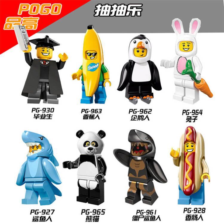 Shark Man Minifigures Sausage Man Banana Man Penguin Man Graduate Sausage Man Rabbit Panda Koleksi Angka Mini