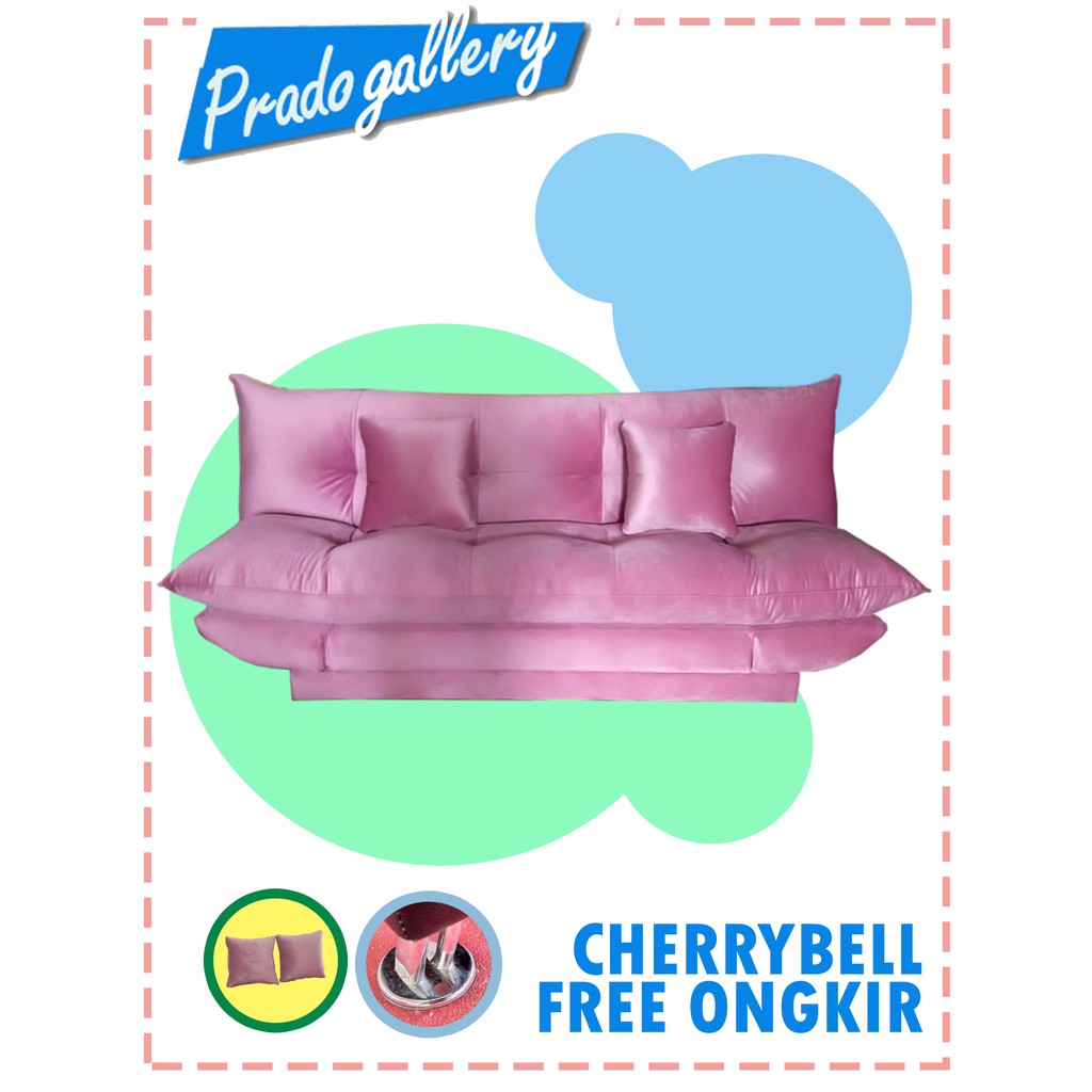 SOFA BED BED SOFA KURSI TAMU CHERRY BELL PINK FREE ONGKIR