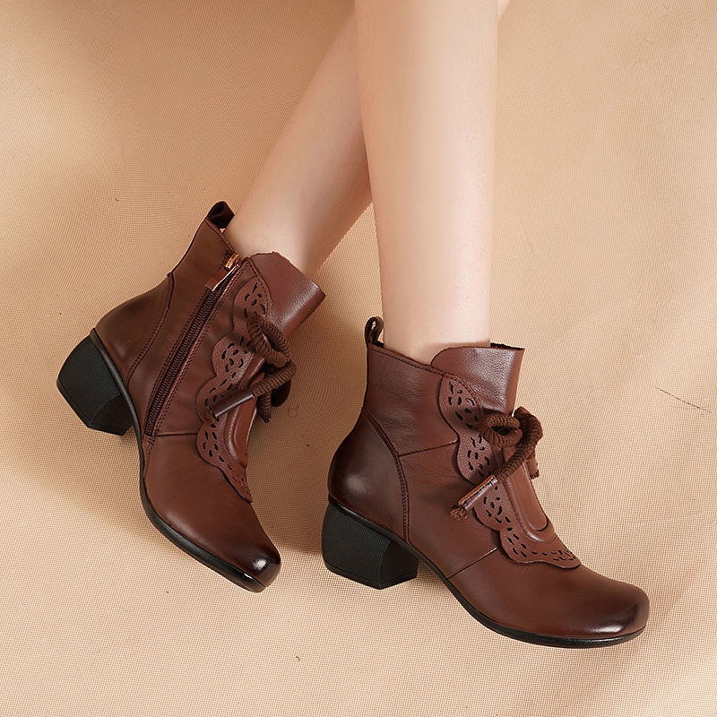 Original Kulit Asli Sepatu Boots Wanita Tinggi Casual Import Keren Formal Lembut Kerja Kuliah Cewek Nyaman Cantik Kekinian 176