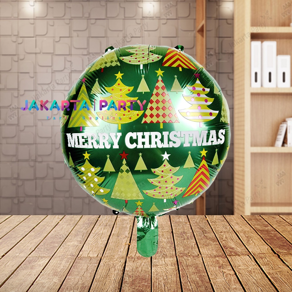 Balon Bulat Natal #3 / Balon Foil Bulat / Balon Foil Xmas / Balon Xmas