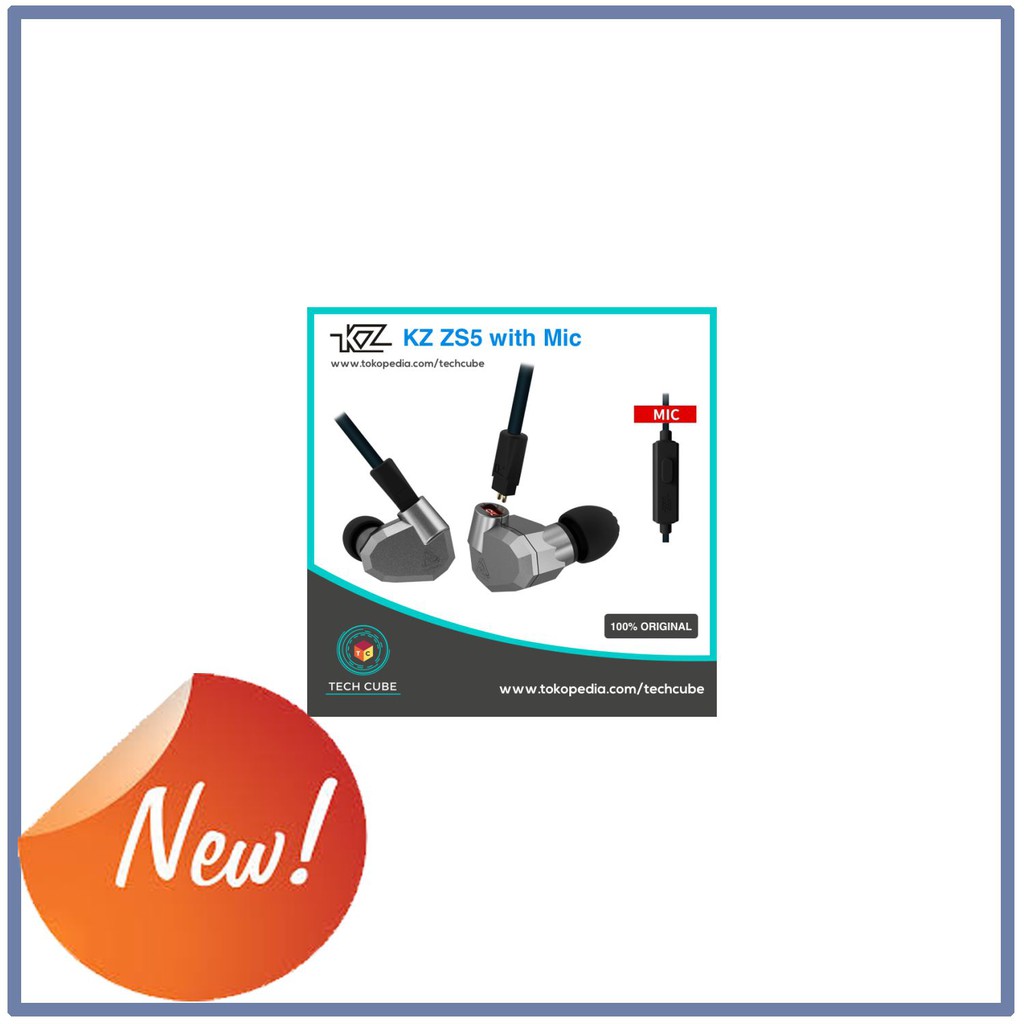 Terlaris KZ ZS5 with MIC Hybrid 2DD 2BA Hi-Fi Earphones Alt KZ ZS10 KZ ZS6 - Biru Elegan