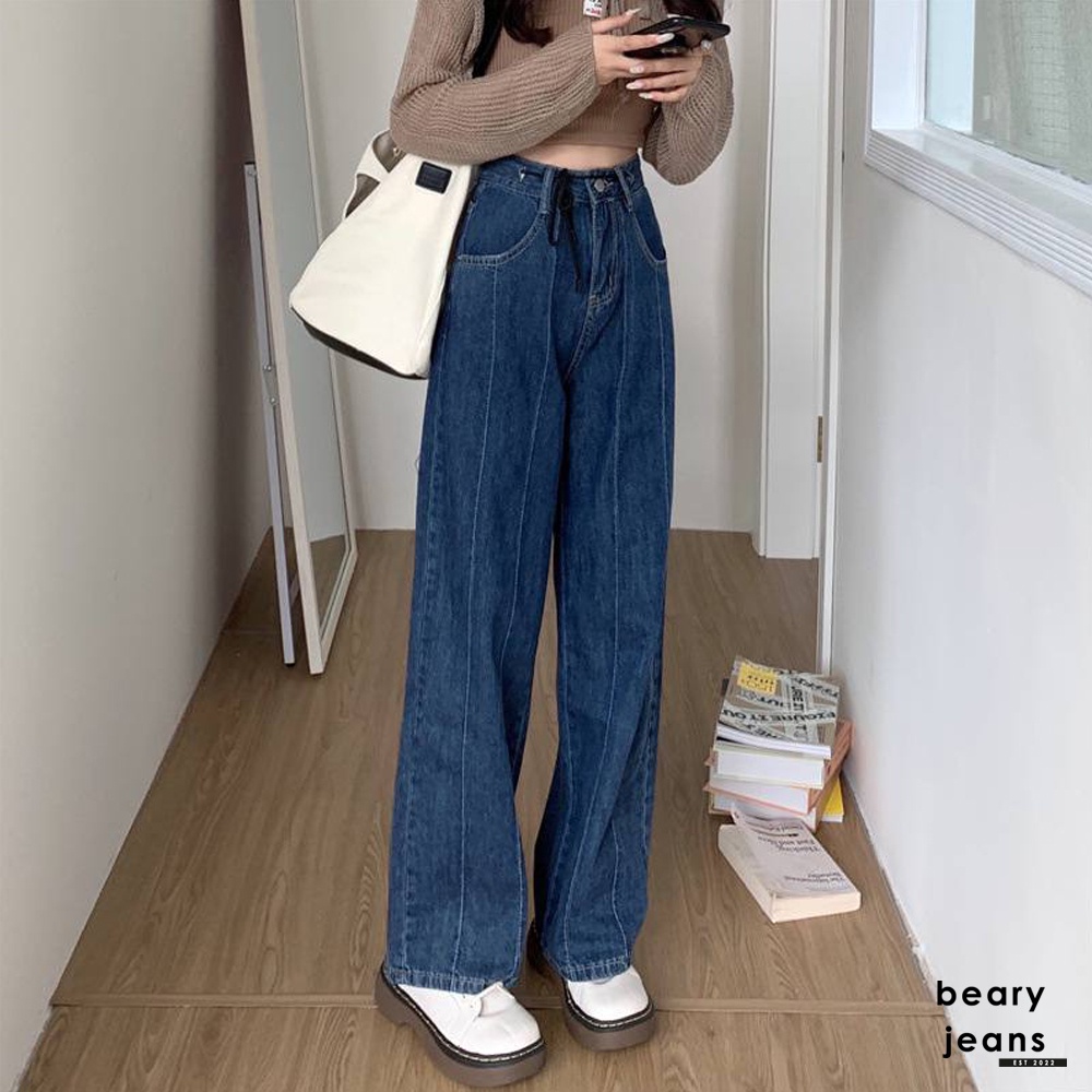 BEARYJEANS Blue Denim Culottes Jeans Celana Kulot Wanita Highwaist Jeans Korean Style Celana Fashion Wanita Baggy Jeans - BJ007