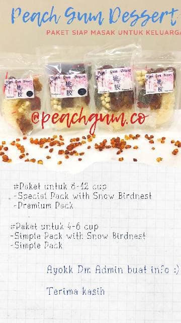 

jual PEACH GUM DESSERT ( GRADE SUPER A+) SIAP MASAK 9-10 BAHAN KOMPLIT