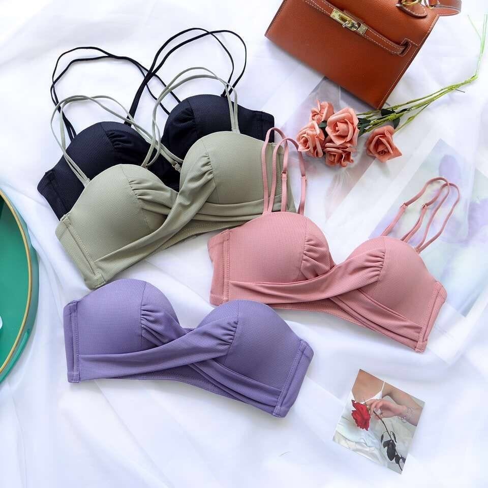 HUES.ID Bra Cute small thin chest bra halfcup tanpa kawat wanita import 9009