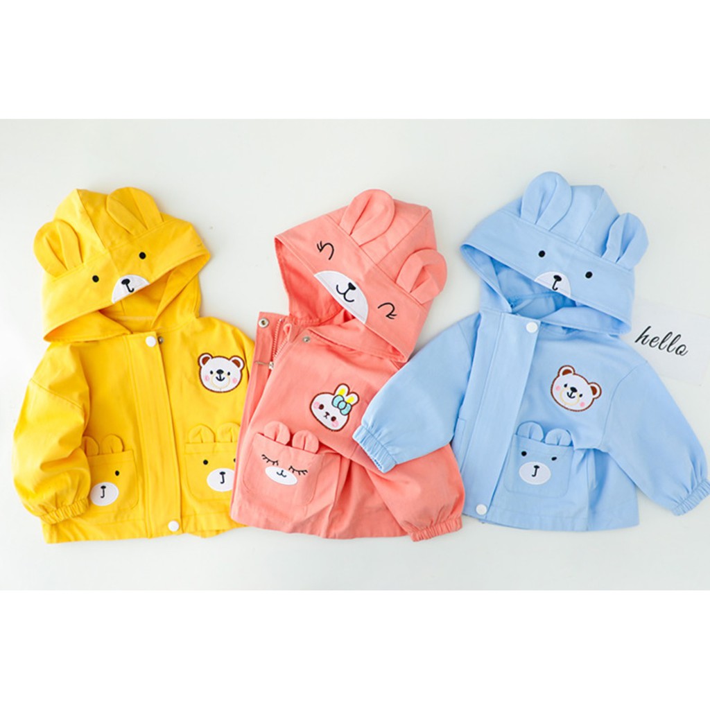 JK10- Jaket bayi dan anak perempuan dan laki-laki import motif beruang kelinci