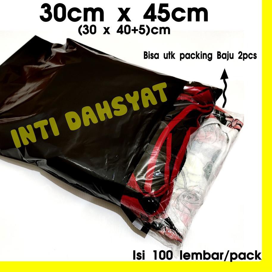 

JK0 POLYMAILER HITAM GLOSSY 30x45 Isi +/-100lembar Plastik Kurir Kemasan Online Shop Ukuran 30x40 +