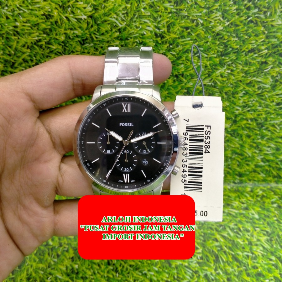 Big Sale  Jam Tangan Pria Keren Neutra Fs5384 Chronograph Black Dial Strap All Stainless Steel Garan