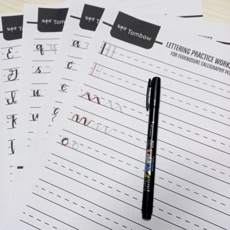 

Paket Calligraphy Tombow Fudenosuke + Kertas Lembar Latihan Lettering // Dimino