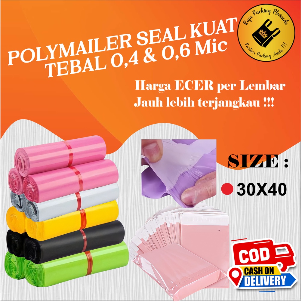 &lt;Ecer&gt; Polymailer Plastik Packing Uk 30x40 Tebal 0.4 dan 0.6 Plastik Olshop Plastik Perekat Plastik Packing Olshop Plastik Polymailer