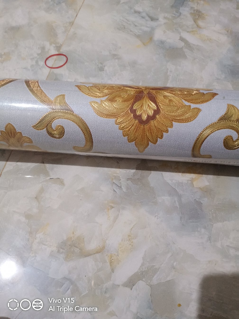 Wallpaper Dinding Klasik Biru Cream Gold Abu Mewah Emboss