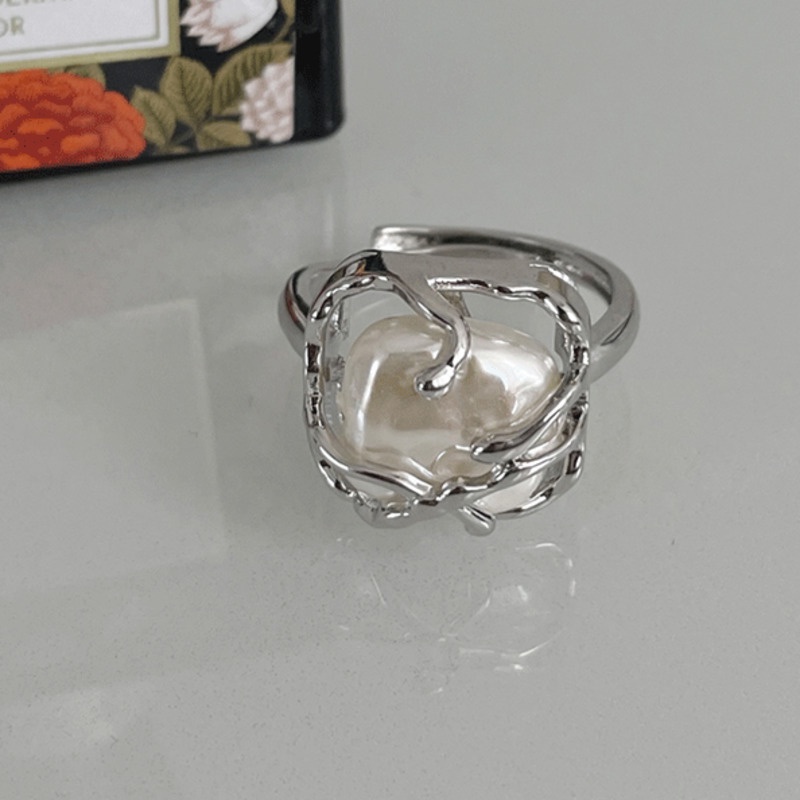 Cincin Model Terbuka Aksen Mutiara Gaya Retro