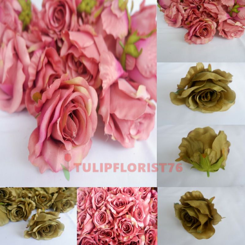 Kuntuman Bunga Ros Antik  diameter 10cm Bunga mawar  tanpa tangkai