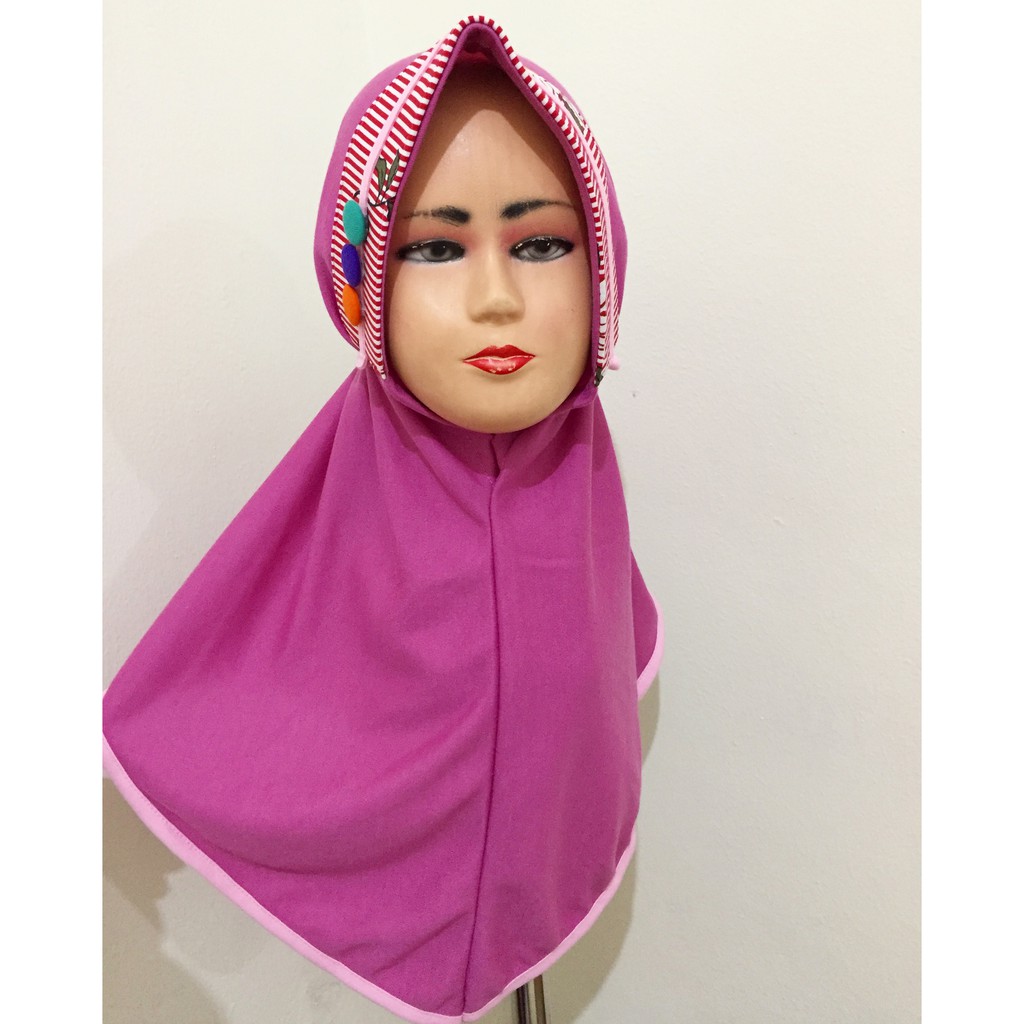 Jilbab anak Kancing tiga tali TK / Kerudung anak / Hijab / Bergo sekolah TK (JA05)