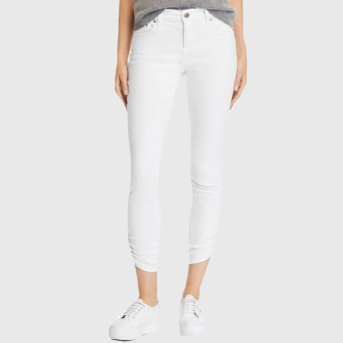 LOFT Celana Skinny Wanita Ruched Ankle White Jeans