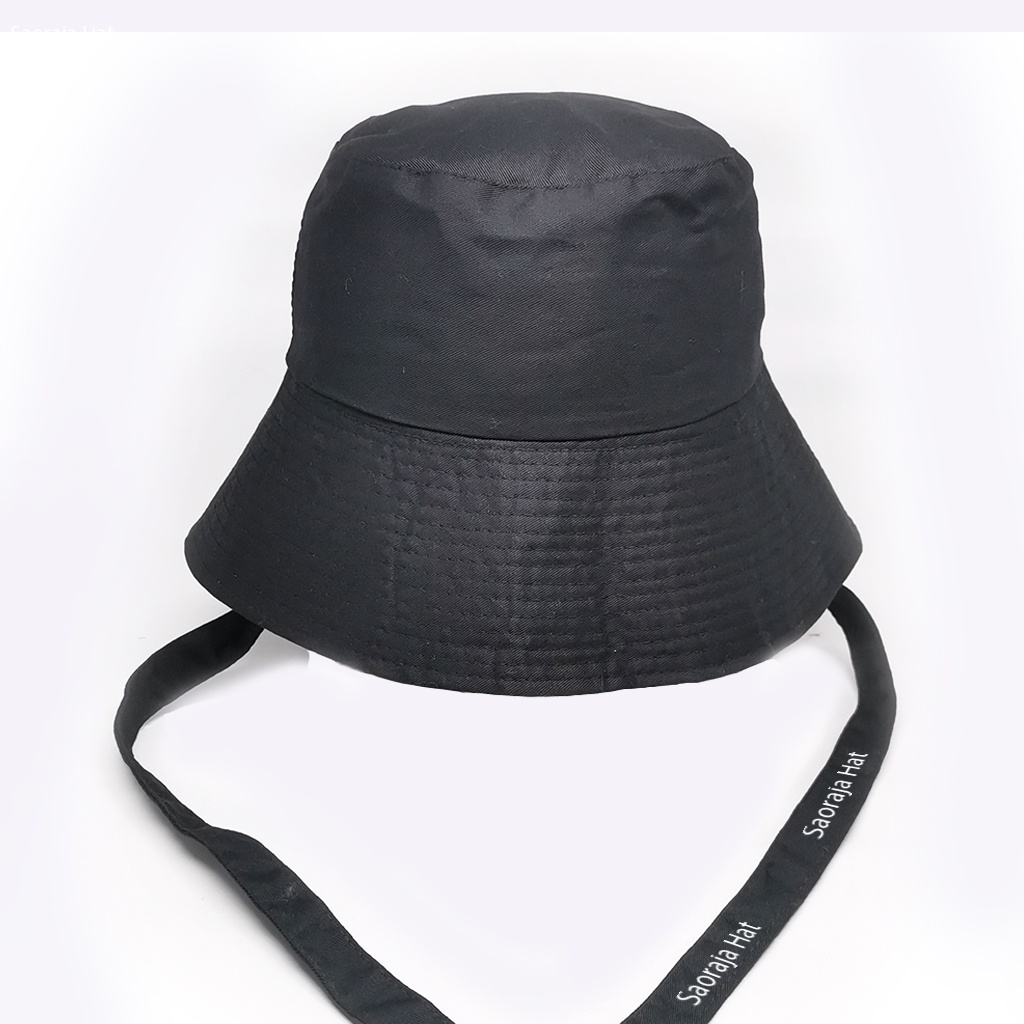 Wide Bucket Hat Topi Bucket Polos Selebgram Pakai Tali Bahan Drill Bolak-Balik Dewasa