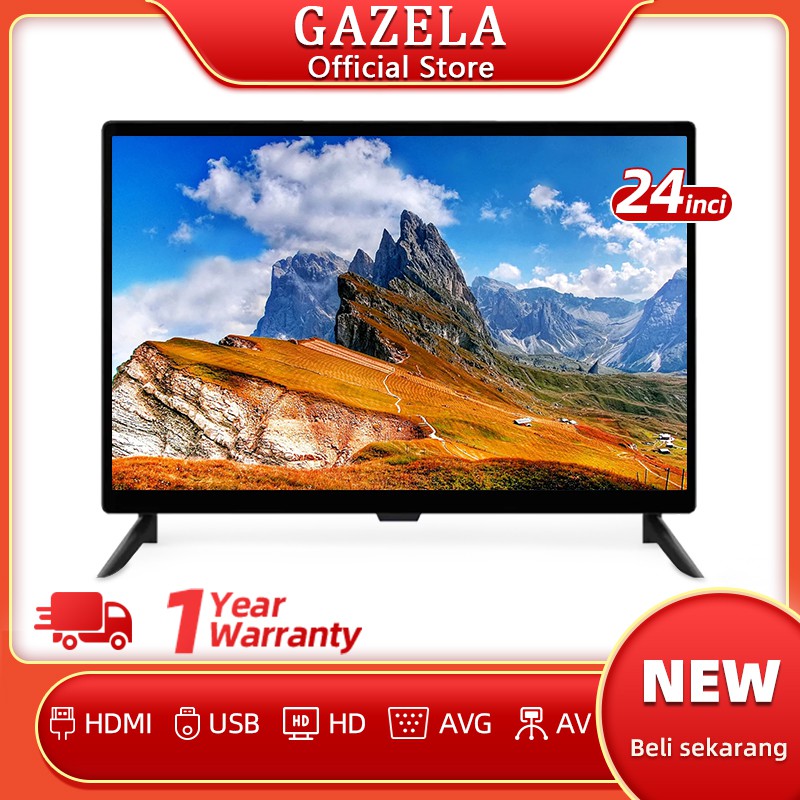 Gazela TV  LED 24 inci  LED TV Analog & Digital HD Ready Televisi Murah Monitor Komputer