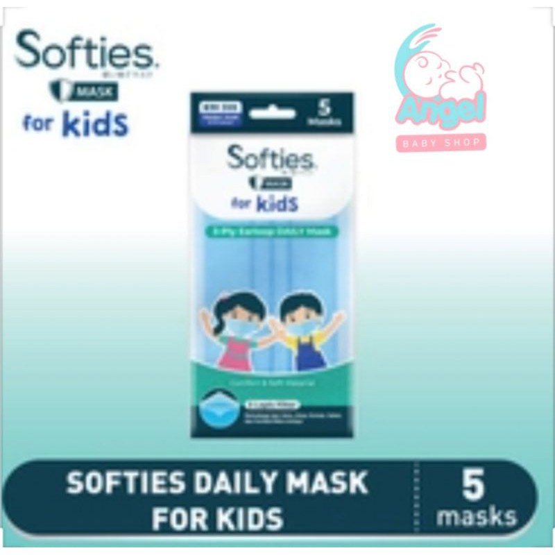 masker softies kids 3ply earloop daily 5mask